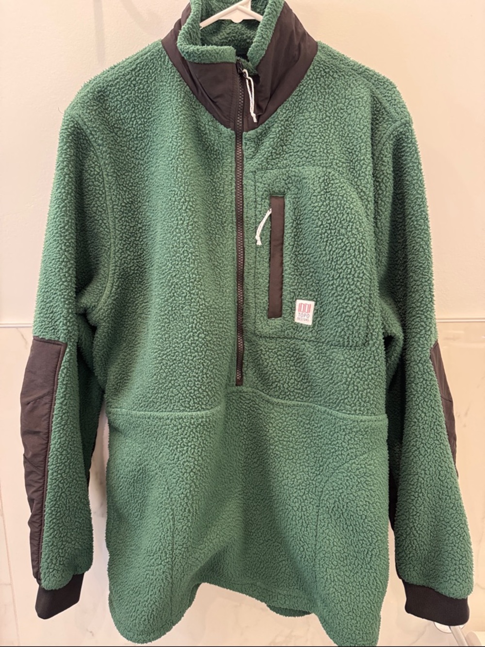 Topo Designs Teal and Black Fleece Jacket - Men's XL